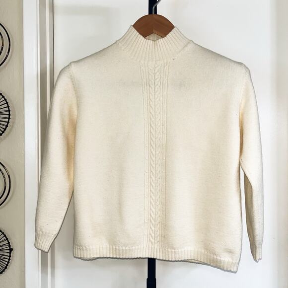 Spadina Womens Lambswool Blend Mock Neck Sweater - Cream, Size S - Picture 1 of 8
